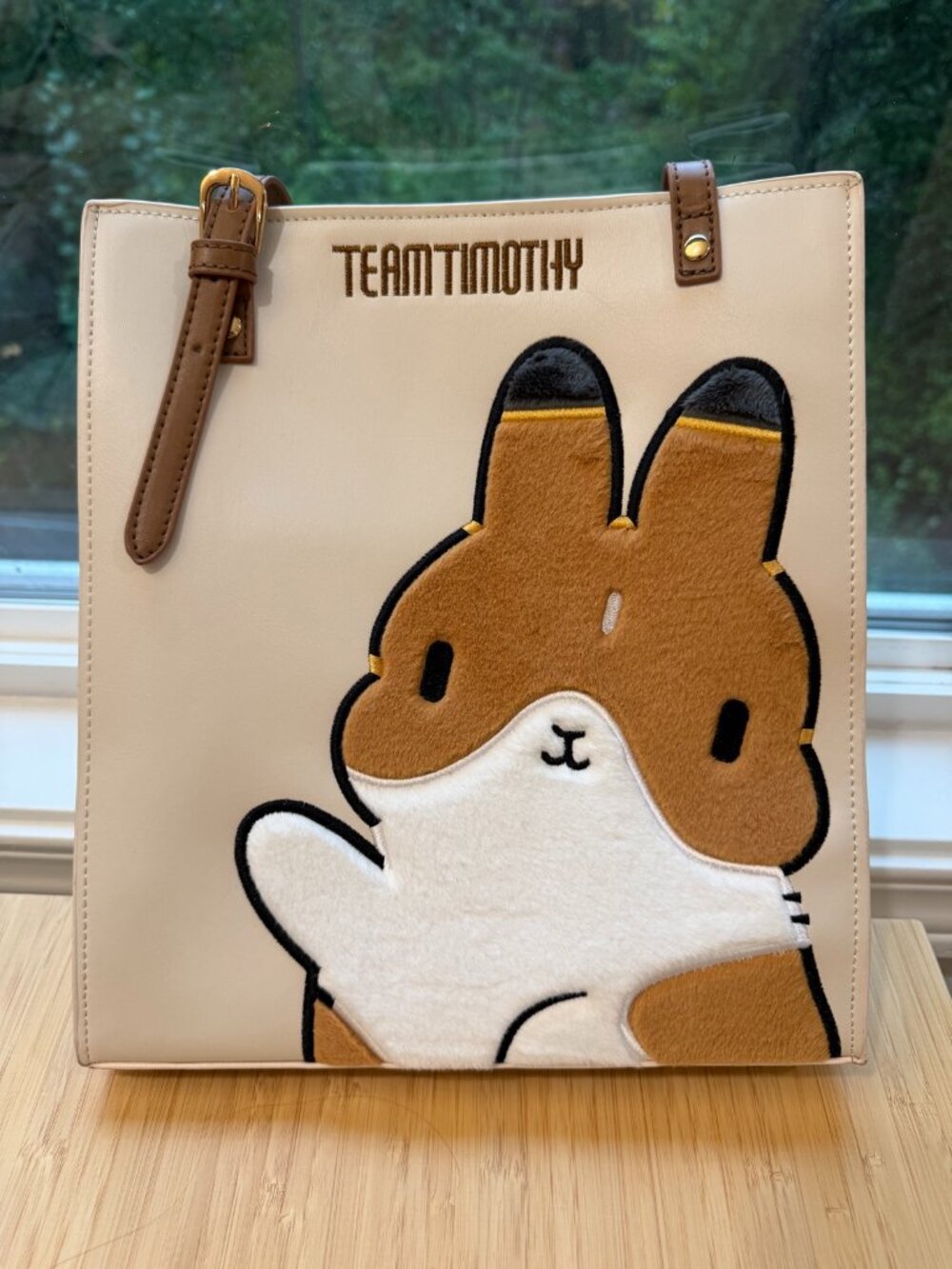 Team Timothy Rabbit Applique Tote Bag New